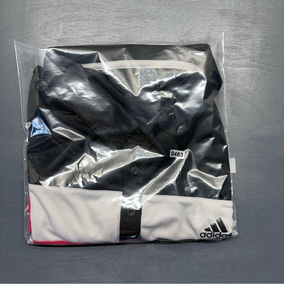 Adidas Golf Climalite Blocked Men's Polo Shirt Red/Gray/Black Sz Large - Picture 10 of 10